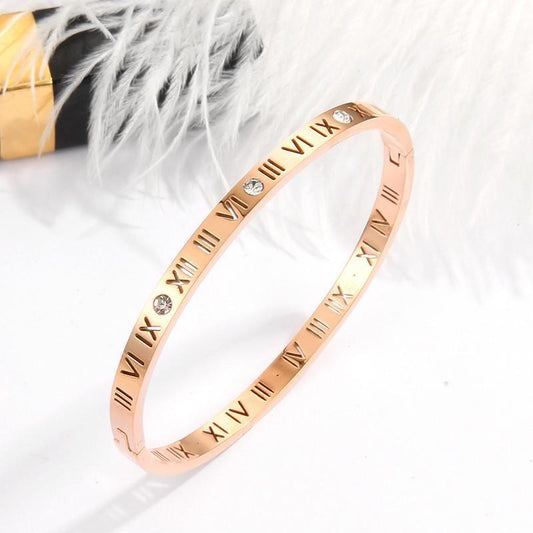 Non-fading Titanium Steel Roman Numerals Bangles