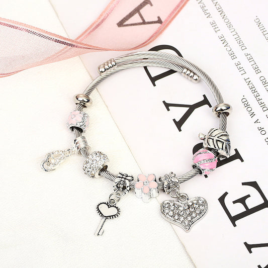 Love Heart and Key Bracelet