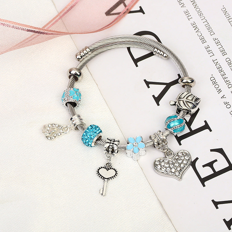 Love Heart and Key Bracelet