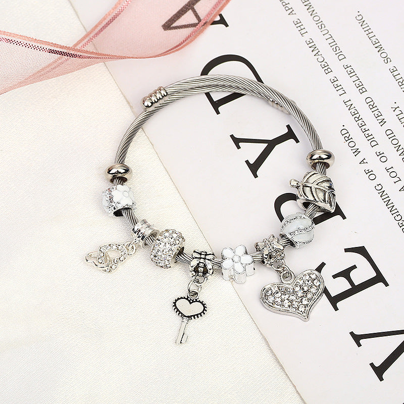 Love Heart and Key Bracelet