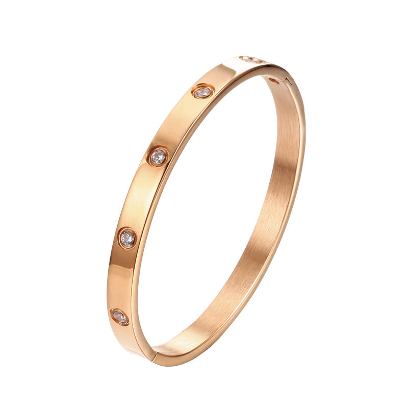 Simple Style Inlaid Zirconia Bangle