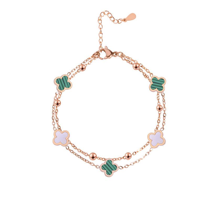 Non-fading double-layer four-leaf clover bracelet