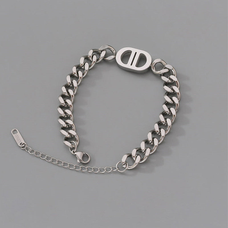 Letter Non Fading Thick Chain Bracelet