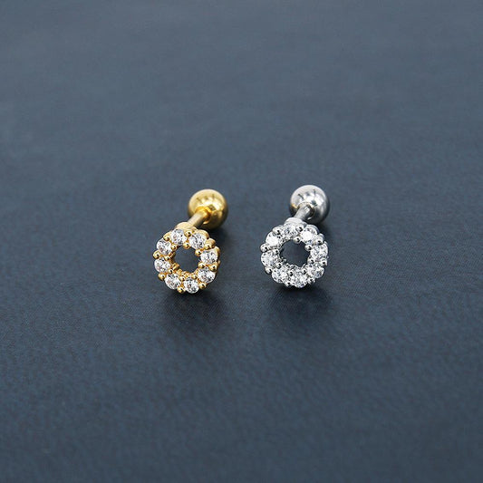 Korean Style Titanium Steel Inlaid Zircon Exquisite Ear Studs