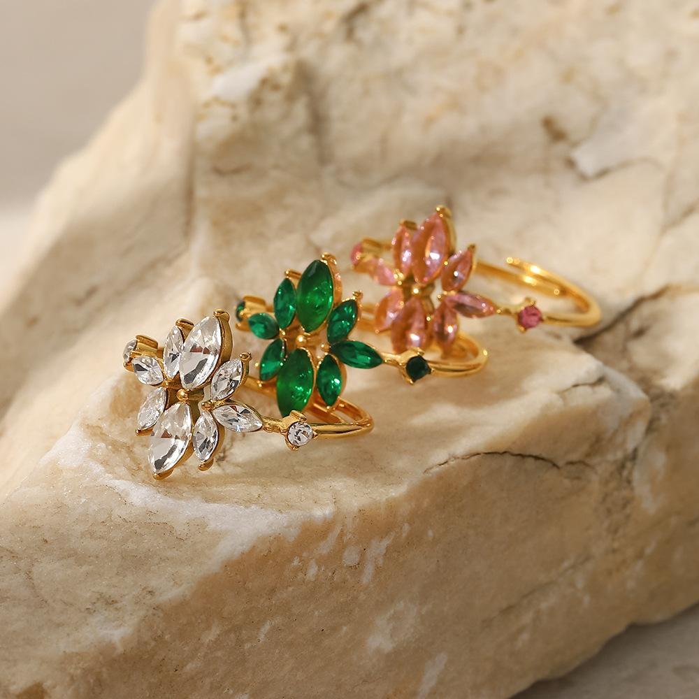 French INS style fine flower adjustable ring