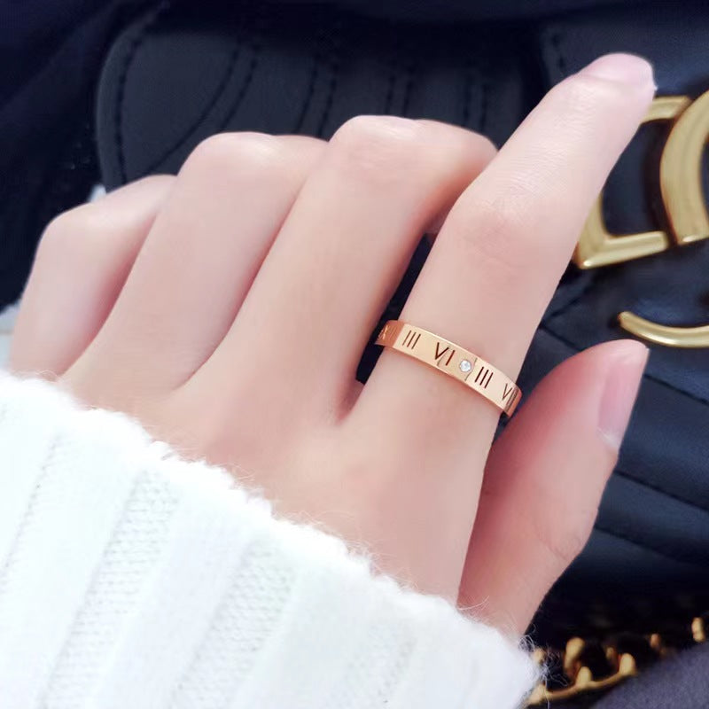 Non-fading Roman Numerals ring