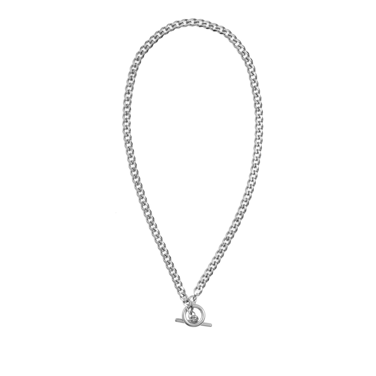 Non-fading Simple and versatile OT round buckle thick chain collarbone chain necklace women