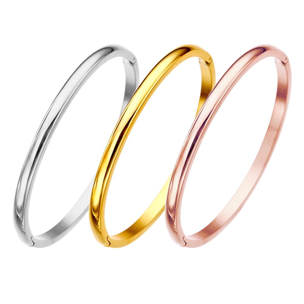 Non-fading women's buckle smooth plain circle bracelet