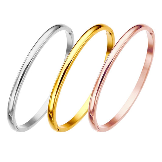 Non-fading women's buckle smooth plain circle bracelet