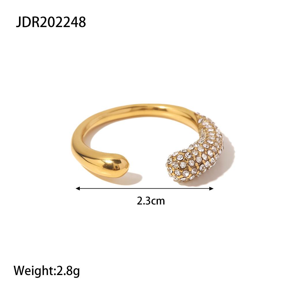 French Retro Non-fading 18k Gold Geometric Titanium Steel Open Ring