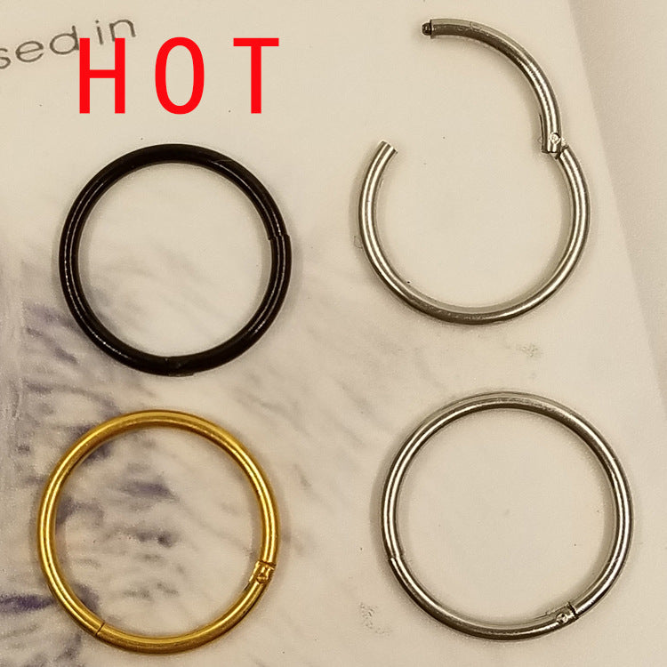 Men's Titanium Steel Earrings Round Nose Ring Nose Nail Ring Accessories