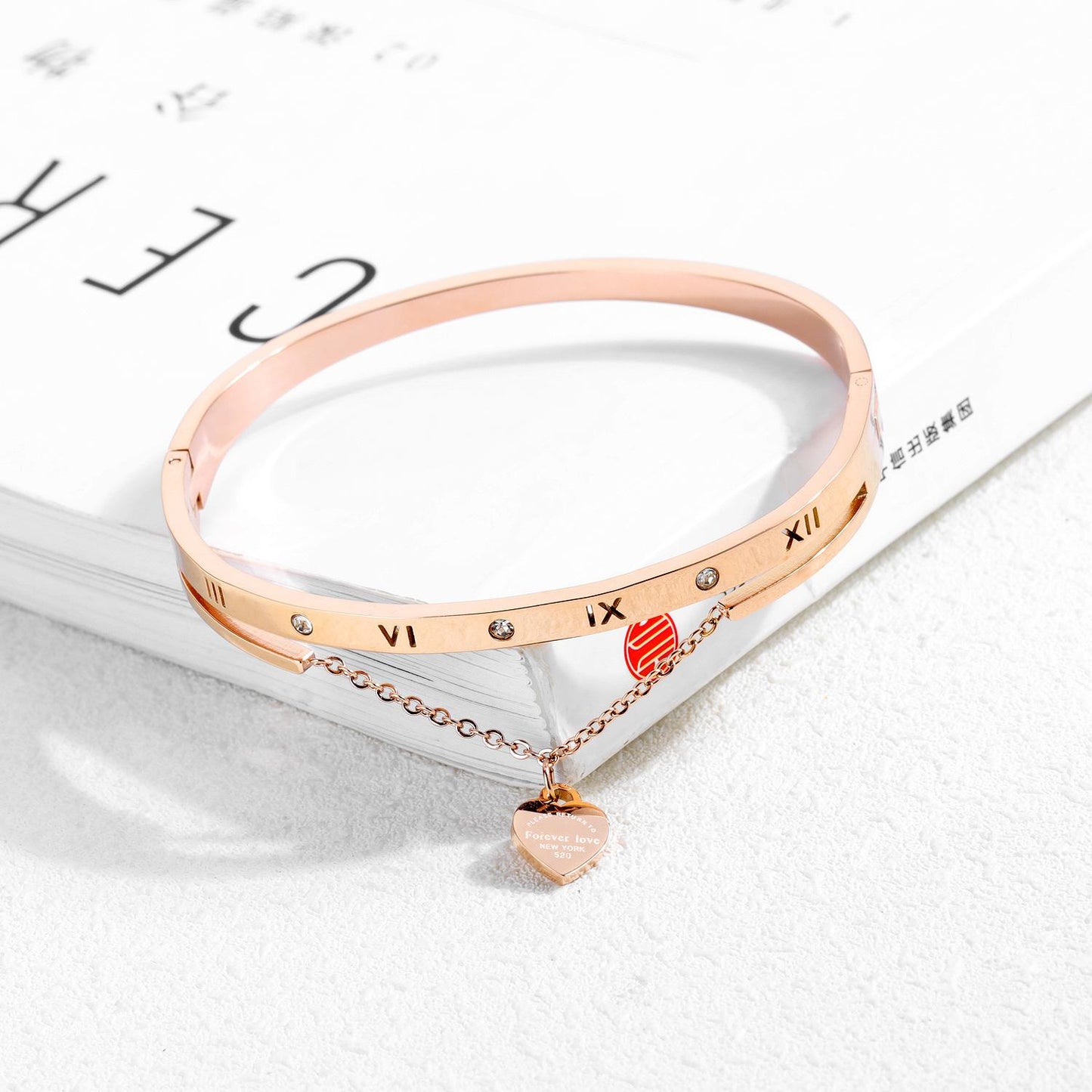 Non-fading Rose Gold Women's Roman Numeral Bracelet