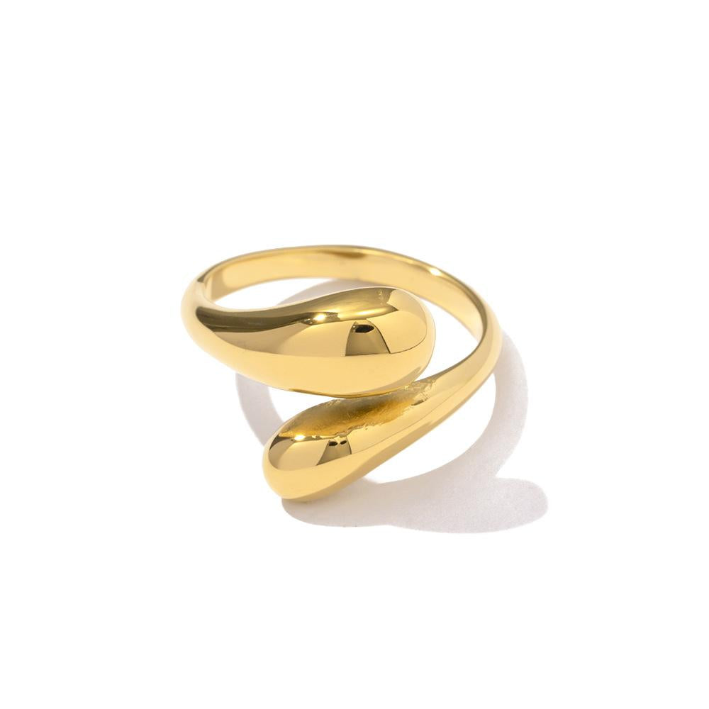 French Retro Non-fading 18k Gold Geometric Titanium Steel Open Ring