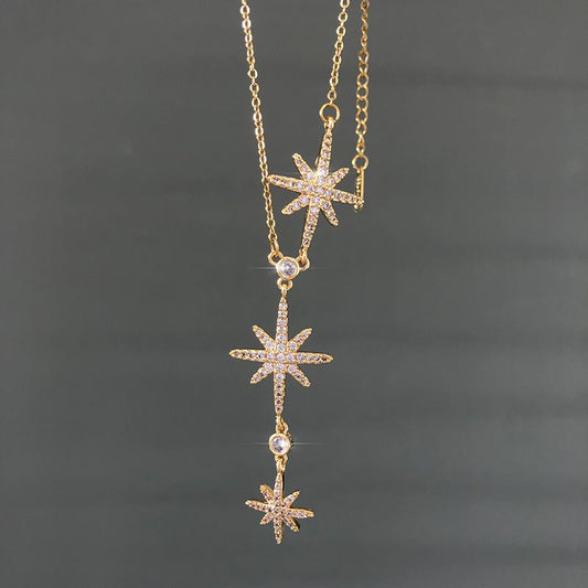 Non-fading Eight-pointed star collarbone chain necklace