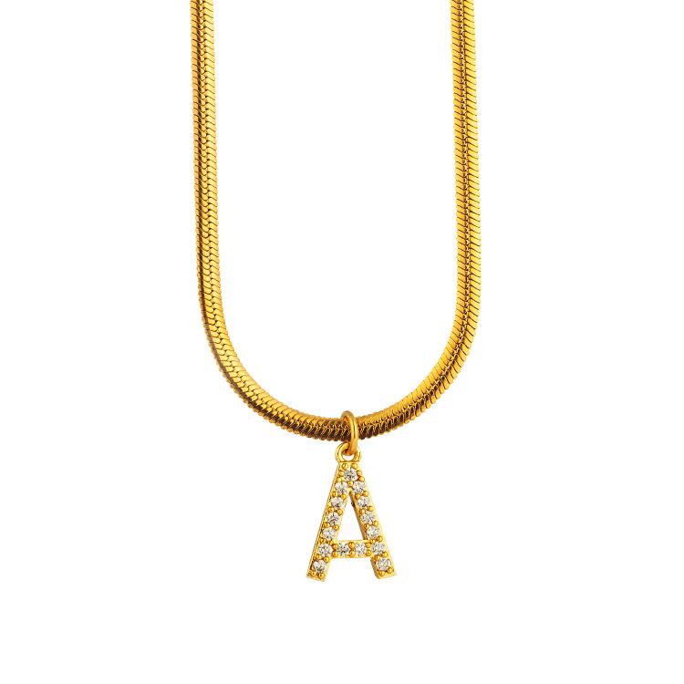 Letter Flat Snake Bone Clavicle Chain Titanium Necklace