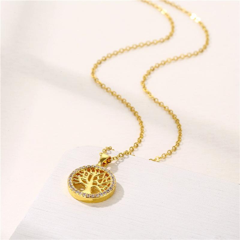 Non-fading Popular Round Hollow Tree of Life Pendant Necklace