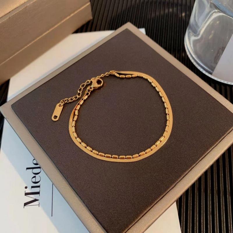 Fashion simple snake bone rice double layer bracelet