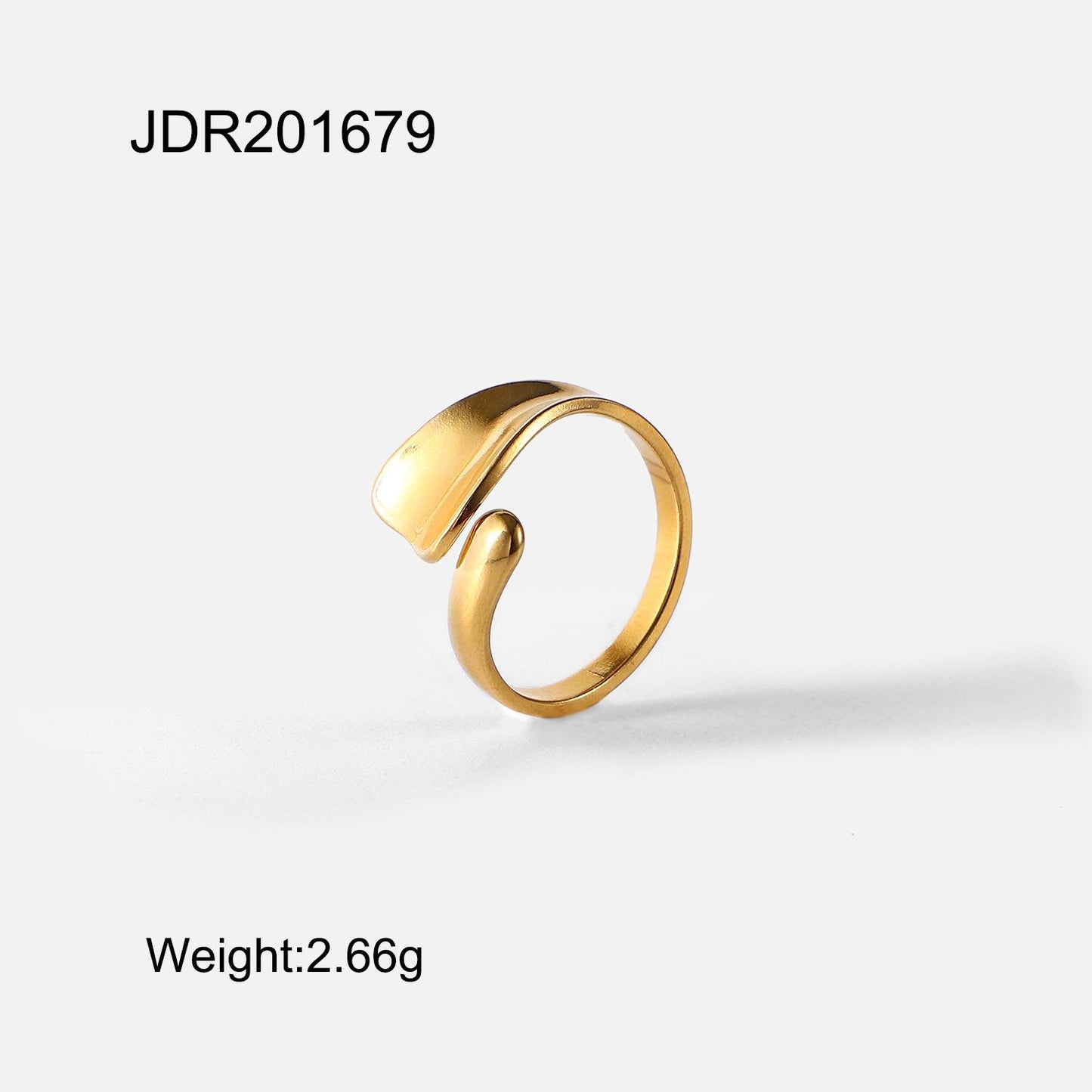 French Retro Non-fading 18k Gold Geometric Titanium Steel Open Ring