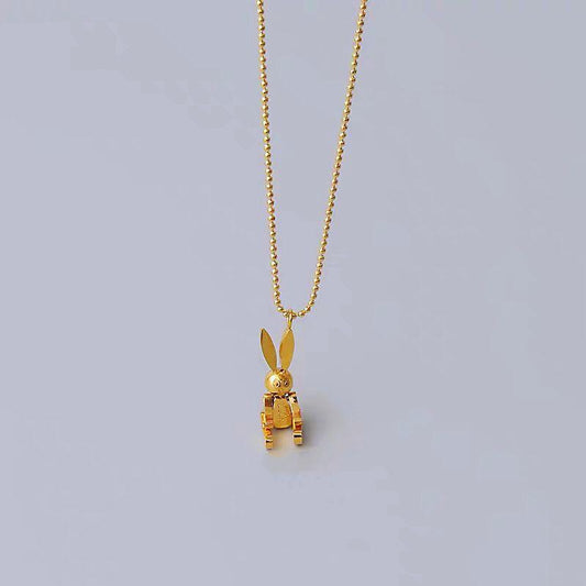 women's moving mechanical rabbit necklace