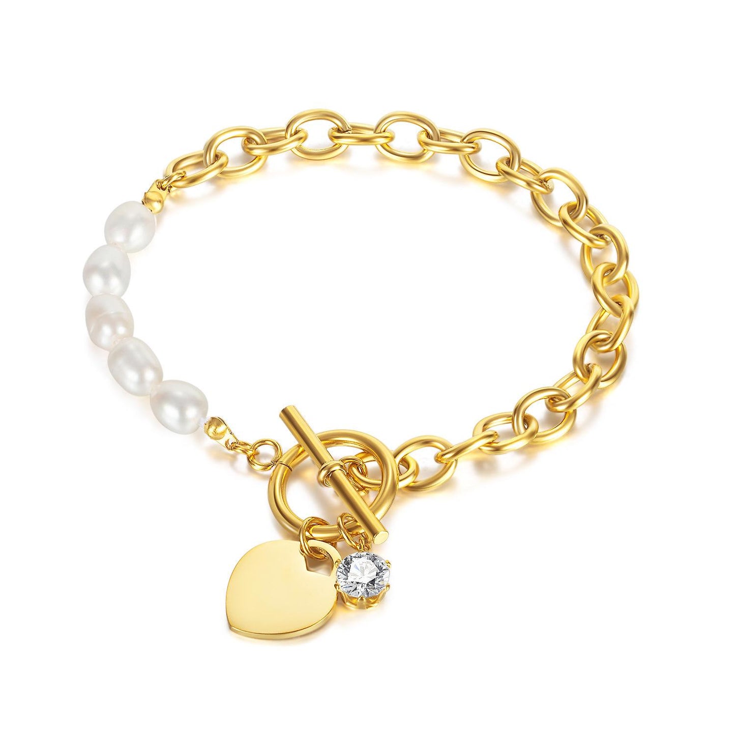 Non-fading women's freshwater pearl OT buckle bracelet