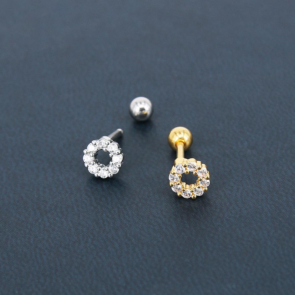 Korean Style Titanium Steel Inlaid Zircon Exquisite Ear Studs