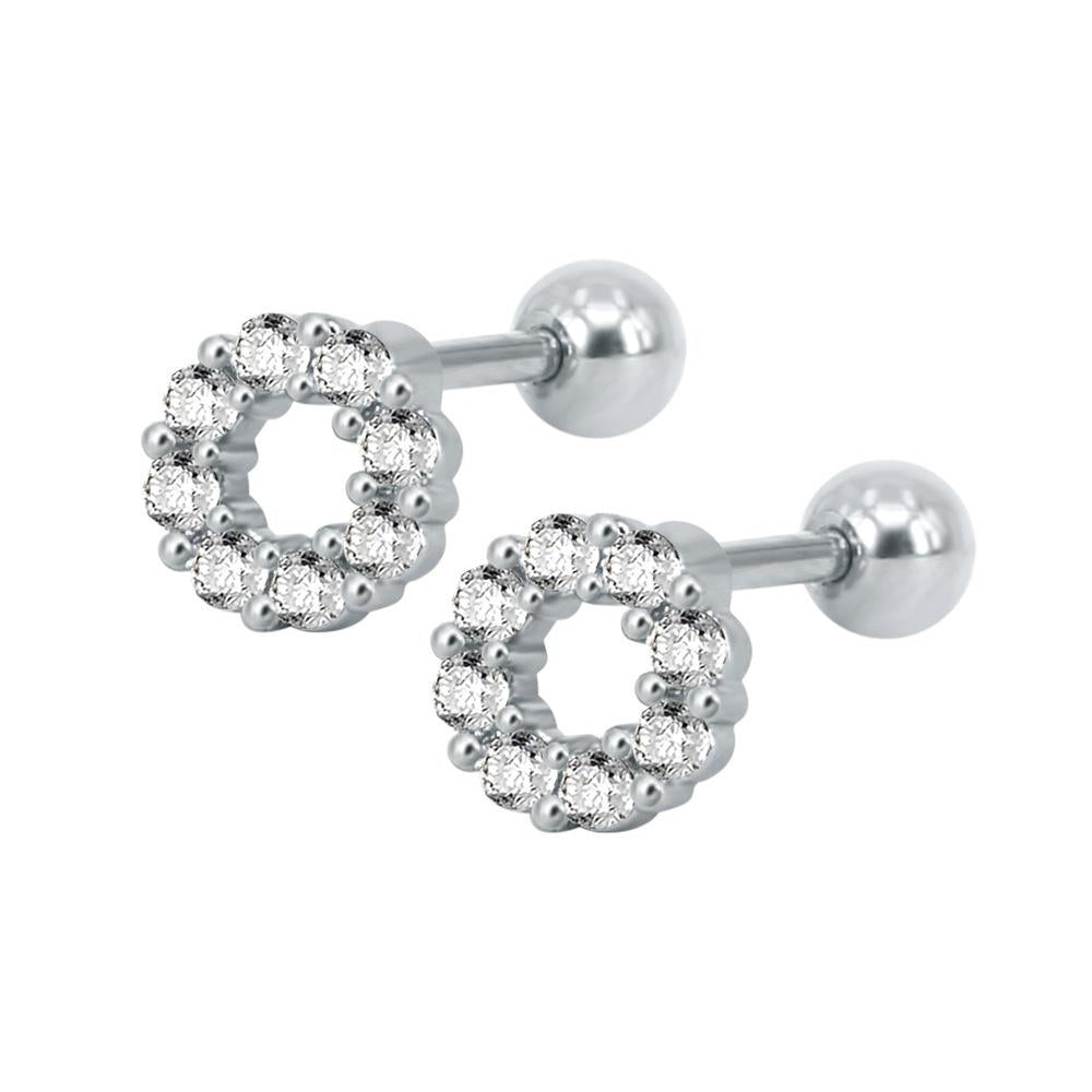 Korean Style Titanium Steel Inlaid Zircon Exquisite Ear Studs