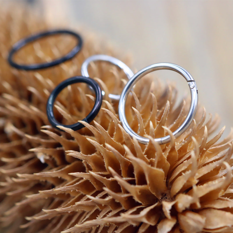 Men's Titanium Steel Earrings Round Nose Ring Nose Nail Ring Accessories