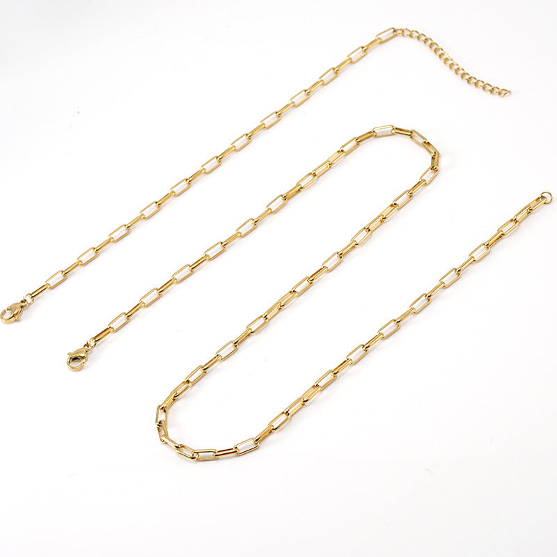 Paper clip chain New ins Long cross chain necklace