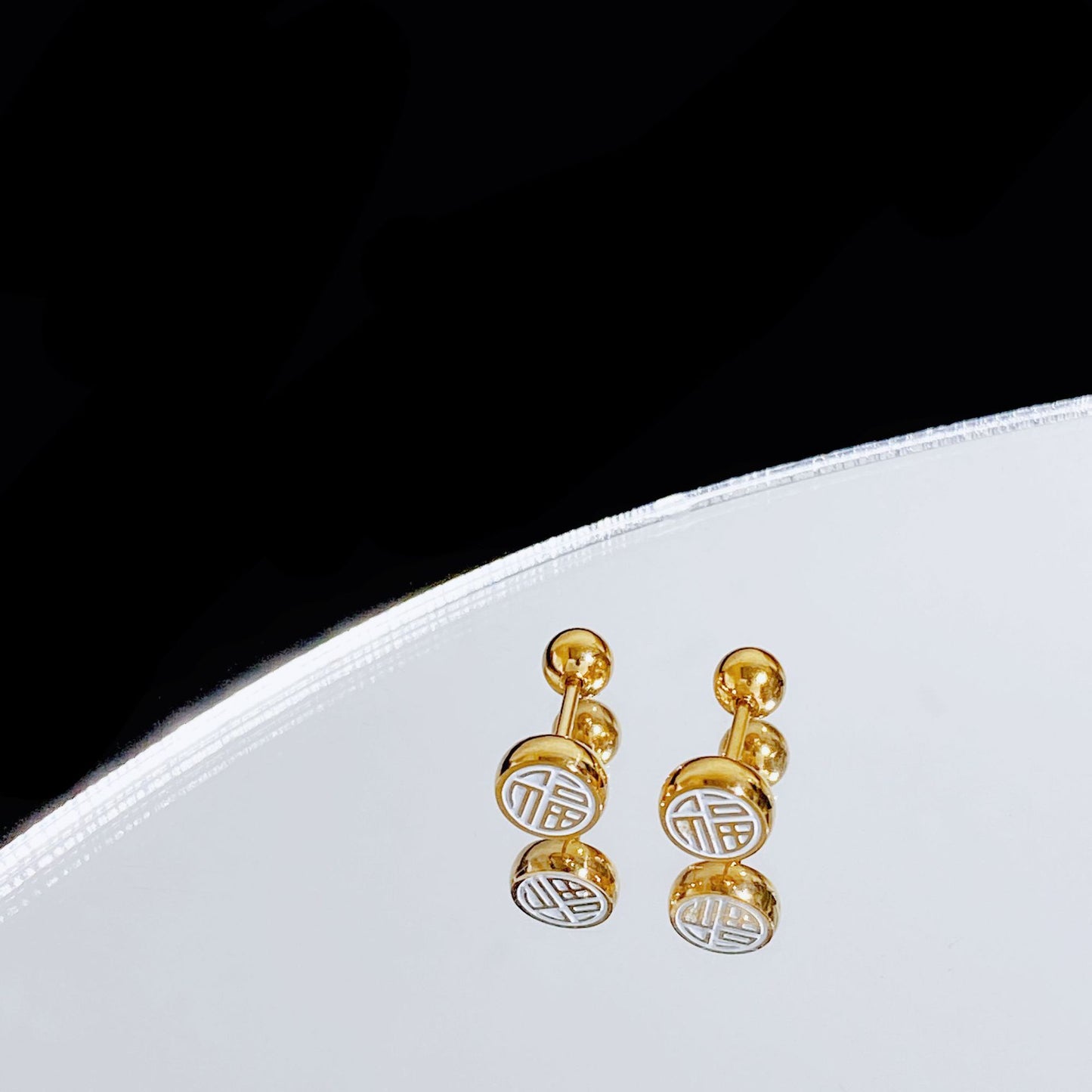 18k Gold Electroplating Non-fading Blessing Titanium Steel Ear Studs