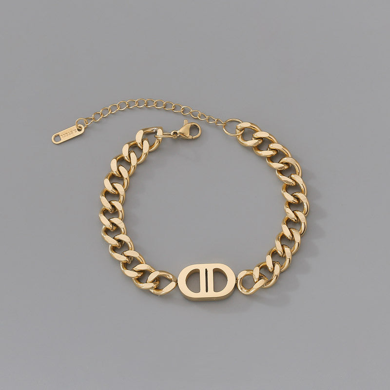 Letter Non Fading Thick Chain Bracelet