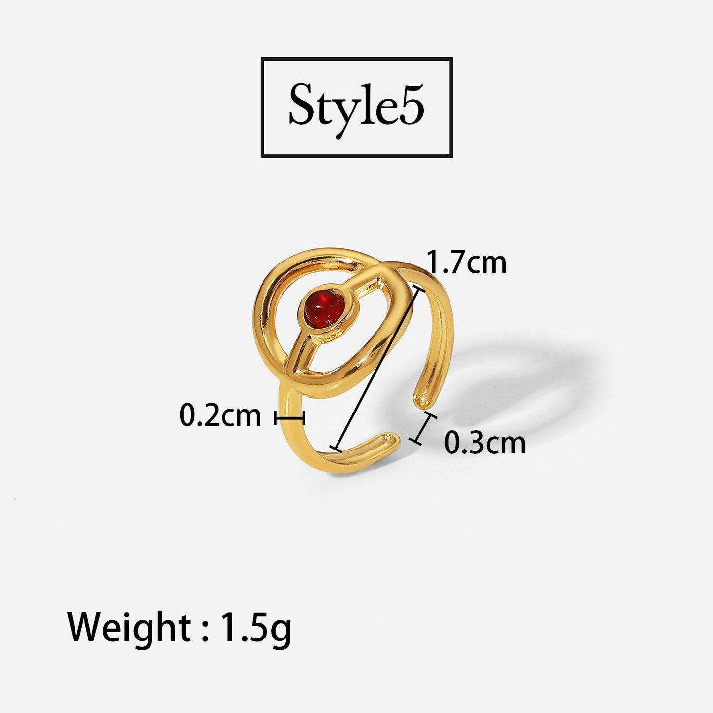 Non-fading French INS style open ring