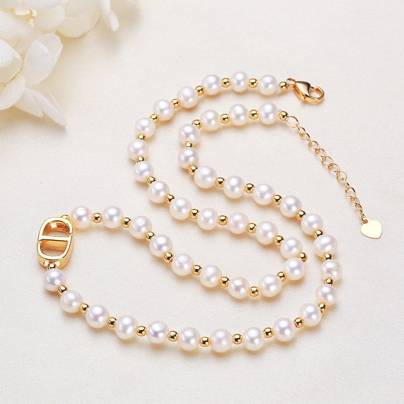 Pearl necklace, European and American high-level sense, minority light luxury, celebrity temperament, neck chain, retro and versatile Choker chain