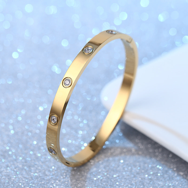 Simple Style Inlaid Zirconia Bangle