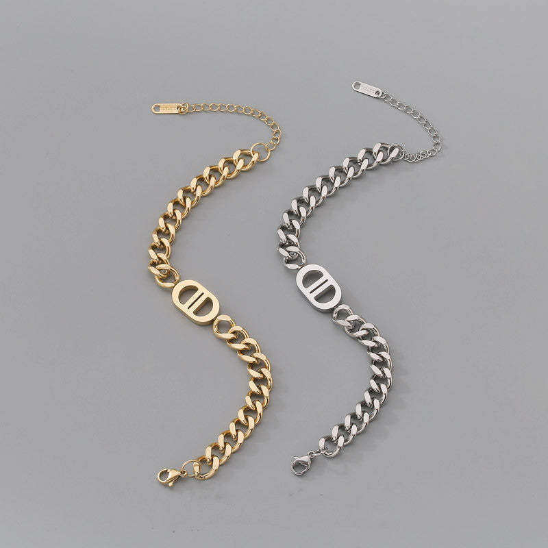 Letter Non Fading Thick Chain Bracelet