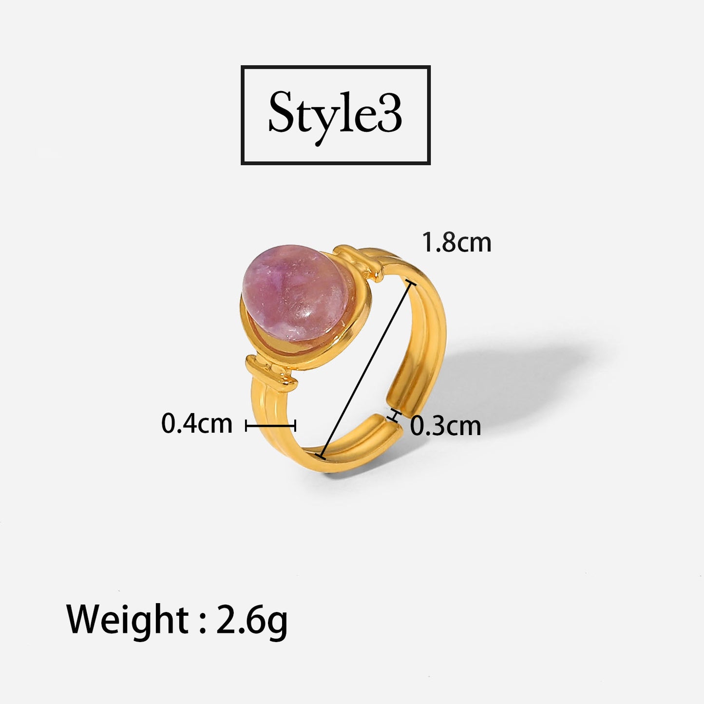 Non-fading French INS style open ring