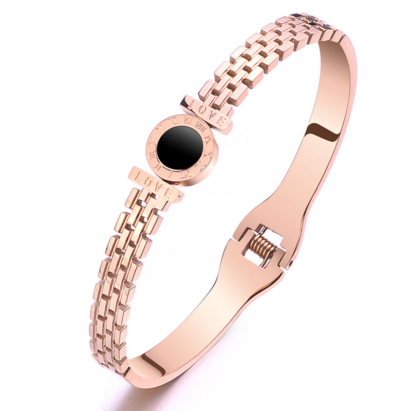 Korean 18K Gold Titanium Steel Bracelet female ins personality cool style niche design Roman Watch Bracelet