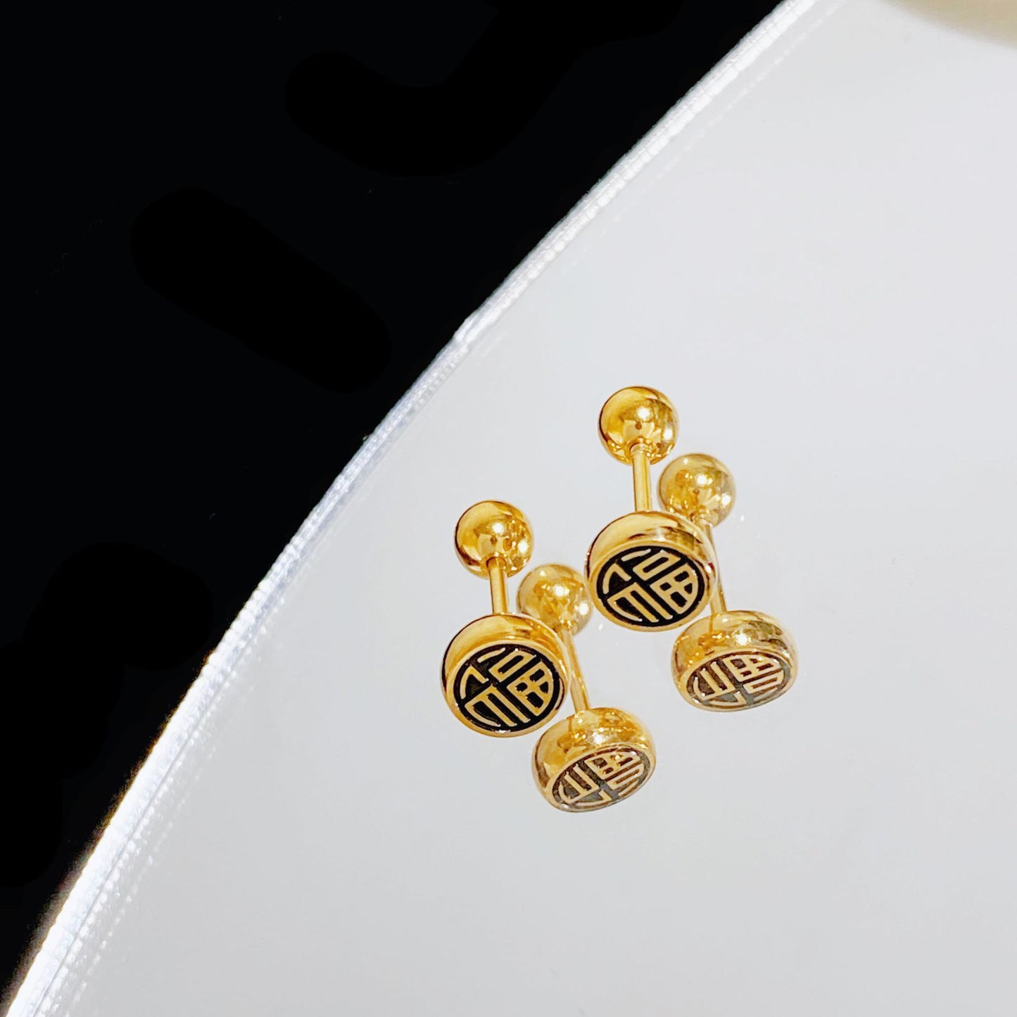 18k Gold Electroplating Non-fading Blessing Titanium Steel Ear Studs