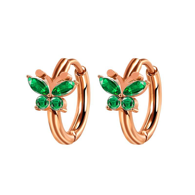 2022 New European and American Popular Stainless Steel Butterfly Earring Studs with Zircon