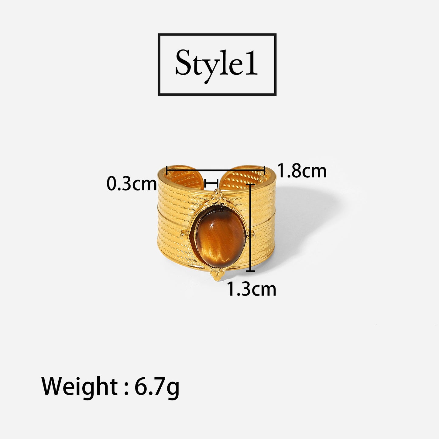 Non-fading French INS style open ring