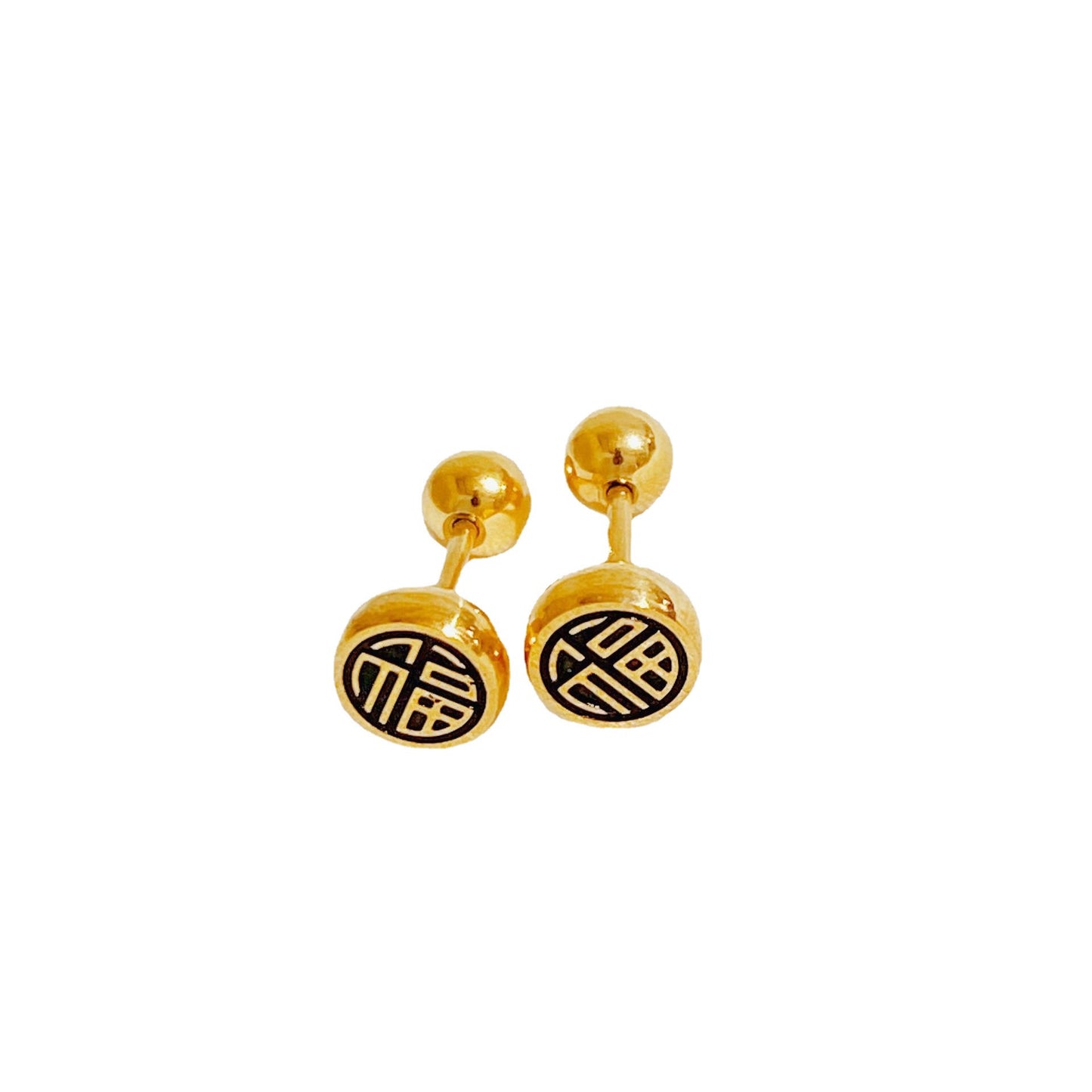 18k Gold Electroplating Non-fading Blessing Titanium Steel Ear Studs