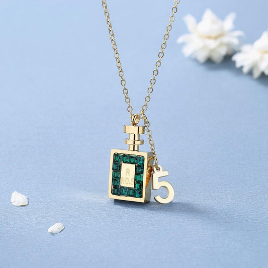 Perfume bottle creative temperament petal necklace