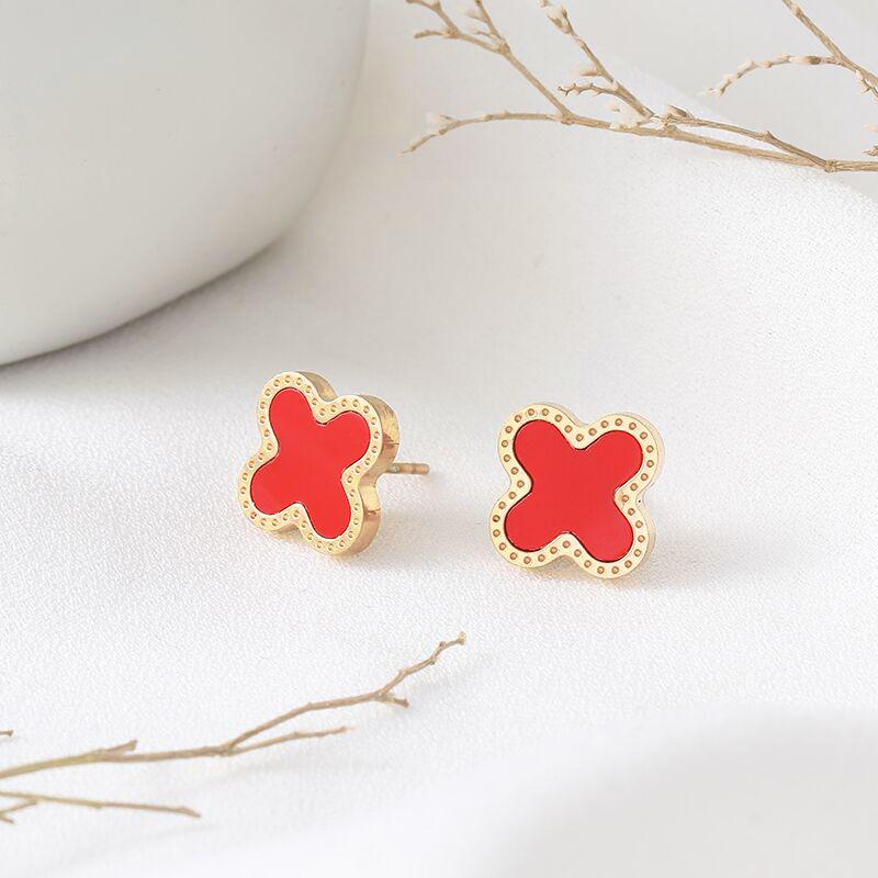 Non-fading four-leaf clover earrings