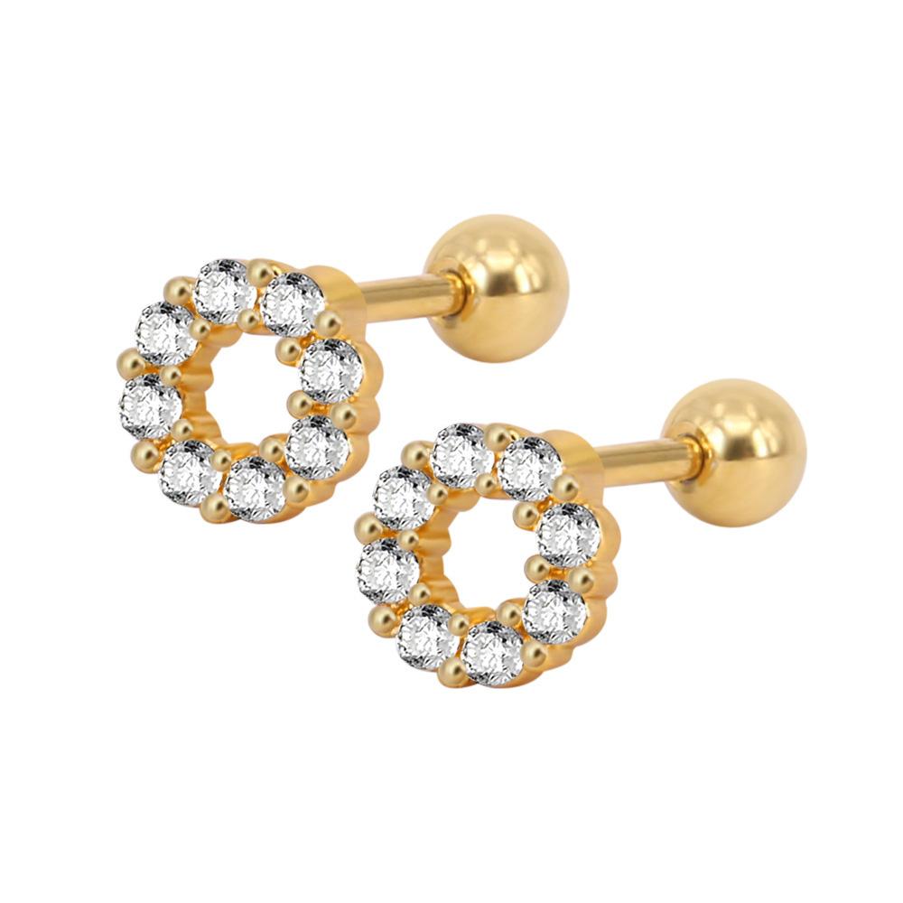 Korean Style Titanium Steel Inlaid Zircon Exquisite Ear Studs