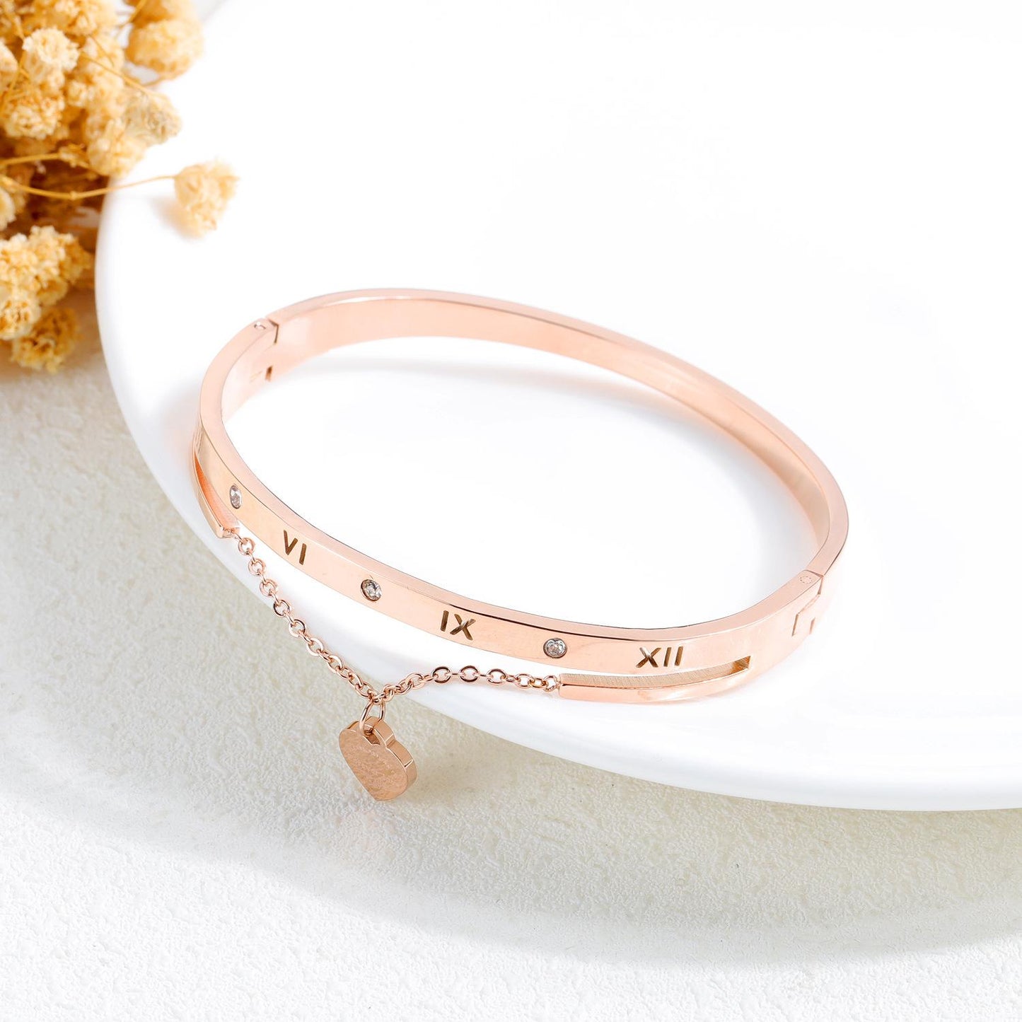 Non-fading Rose Gold Women's Roman Numeral Bracelet