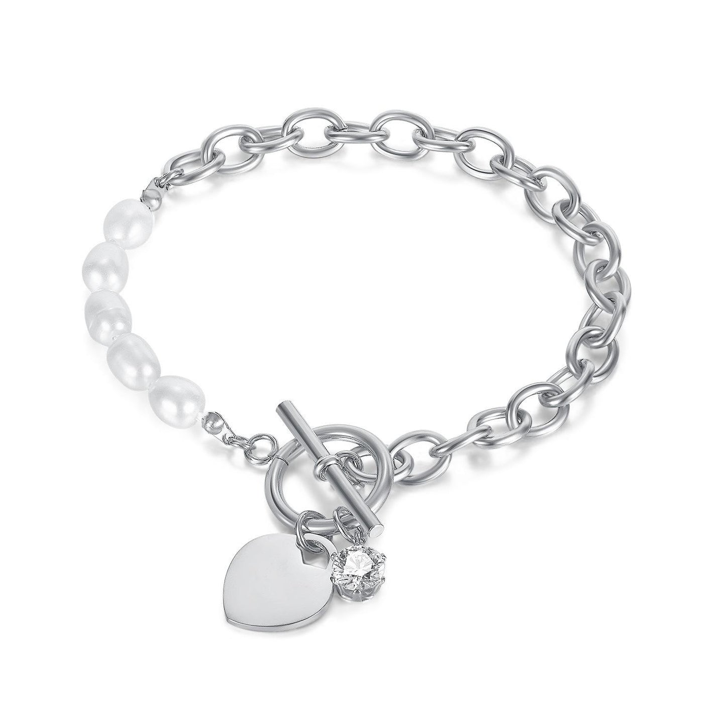 Non-fading women's freshwater pearl OT buckle bracelet