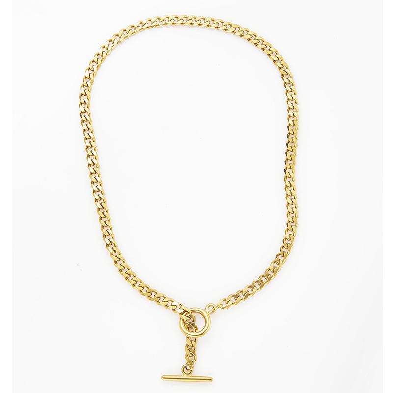 Non-fading Simple and versatile OT round buckle thick chain collarbone chain necklace women