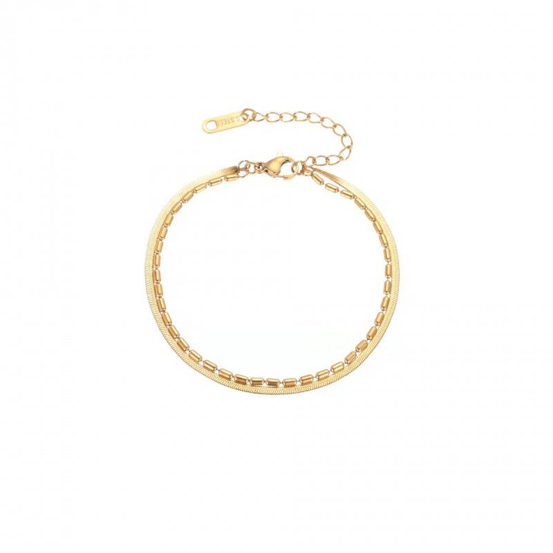 Fashion simple snake bone rice double layer bracelet