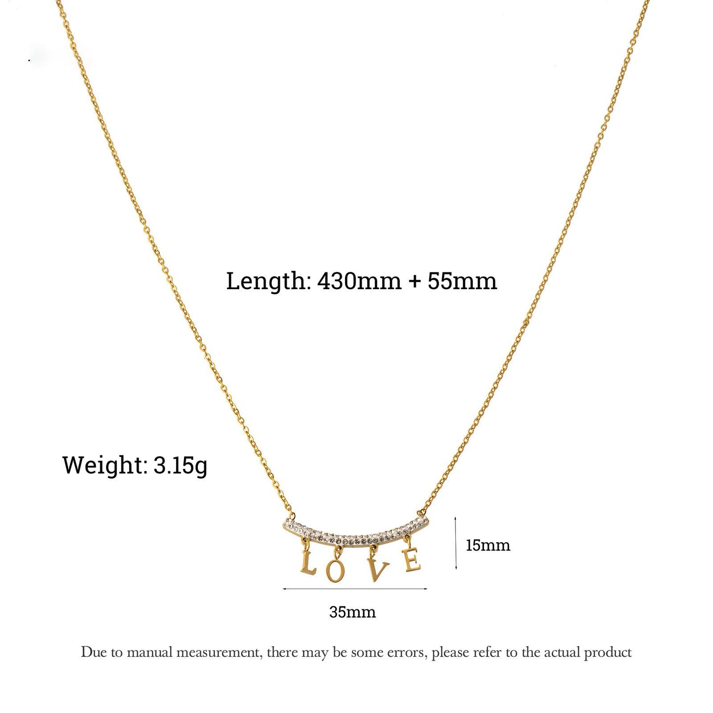 Non-fading LOVE smile pendant necklace