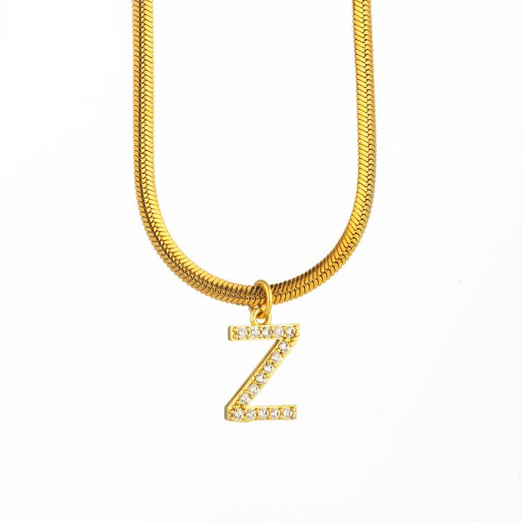 Letter Flat Snake Bone Clavicle Chain Titanium Necklace