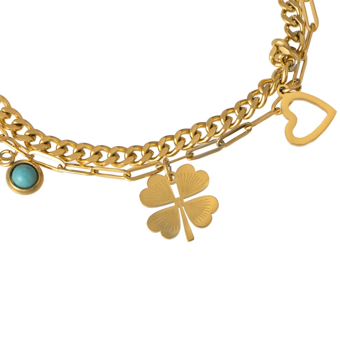 Non-fading Four Leaf Clover Love Eyes Multilayer Bracelet